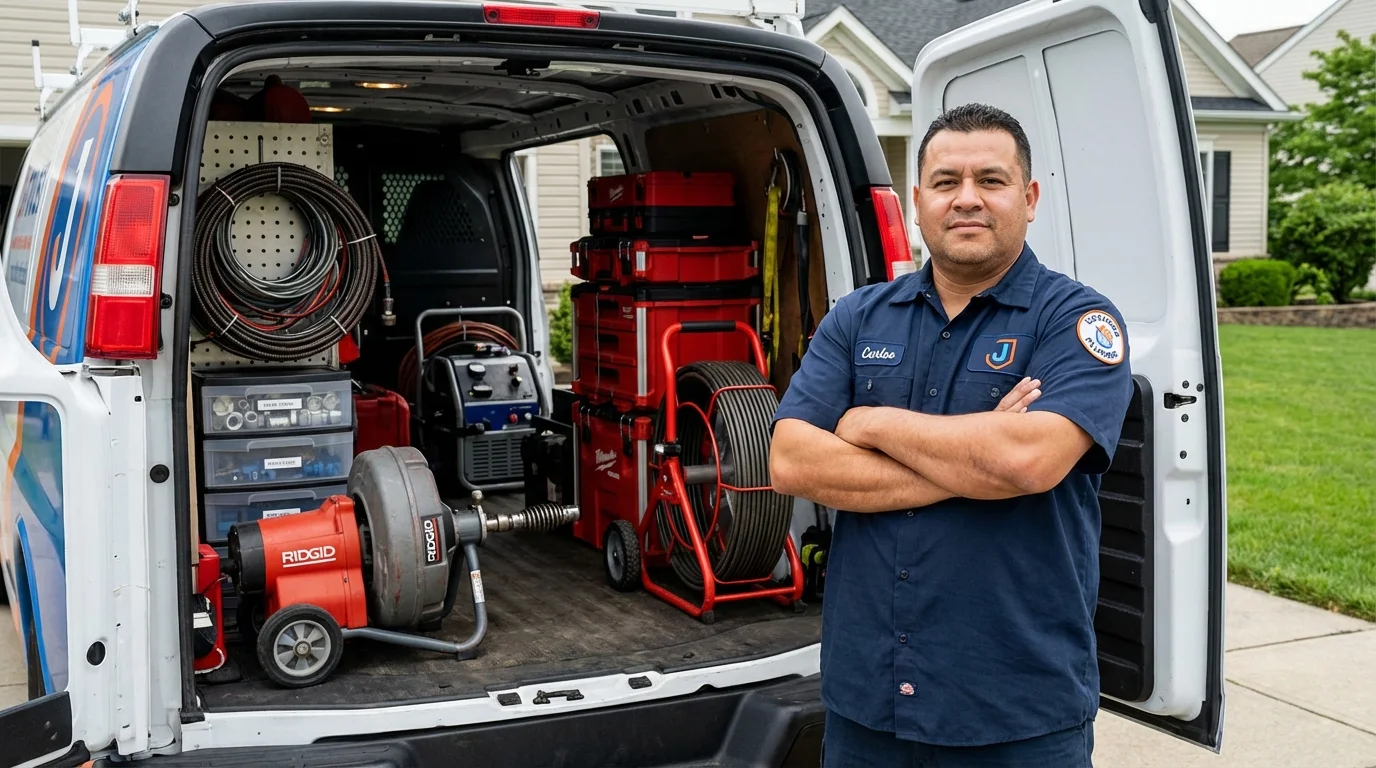 Professional drain cleaning equipment and Johns Plumbing LLC plumber in Onset